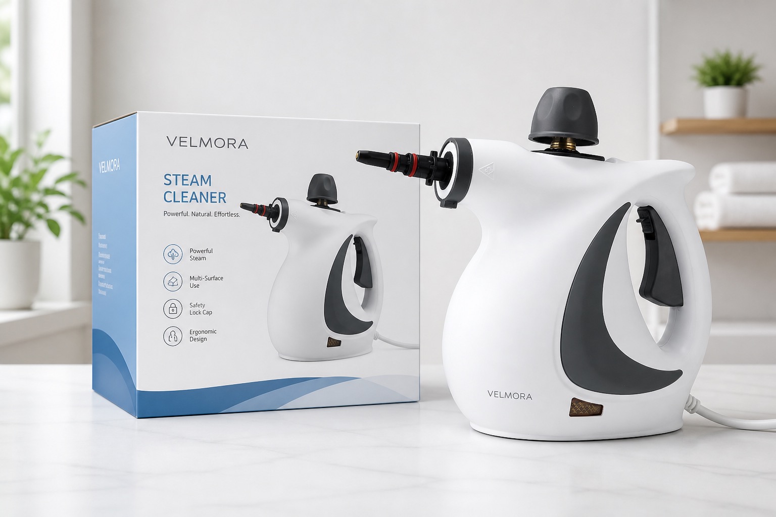 Velmora steam cleaner single pack box